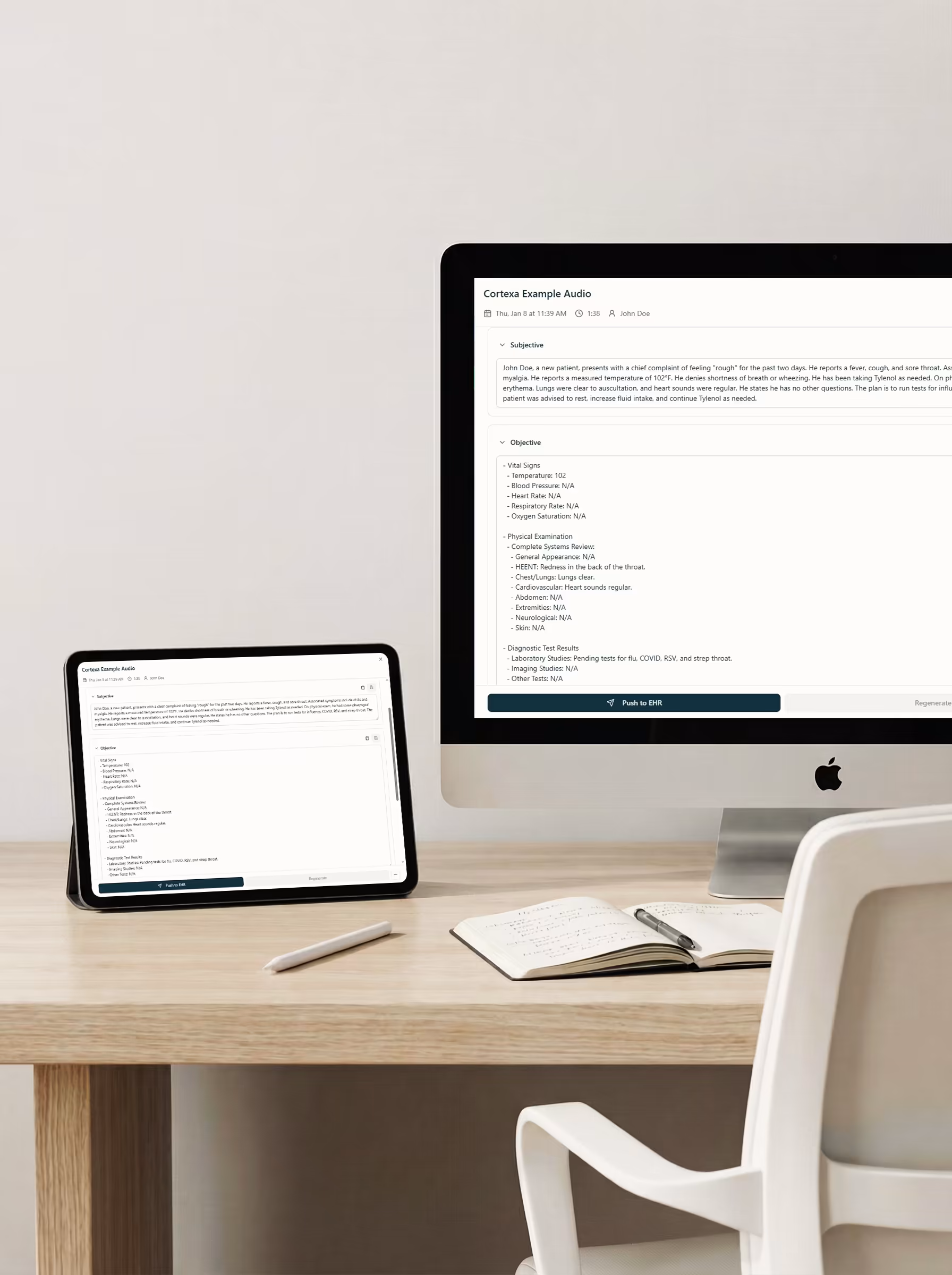 CortexaNote template library screenshot for customization